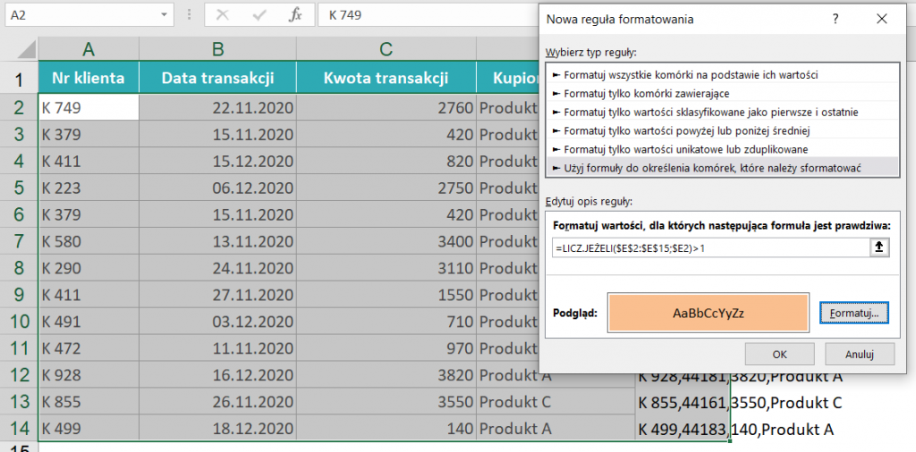 Szukanie Duplikatów W Excelu Poradnik Excel 0609