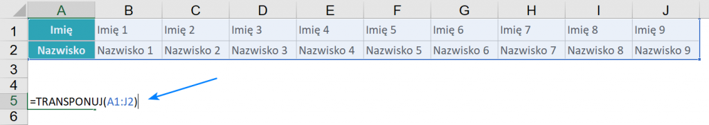 Transpozycja W Excelu Poradnik Excel 1366