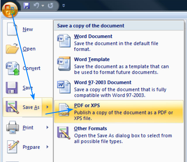 zapisanie dokumentu word w pdf w office 2007